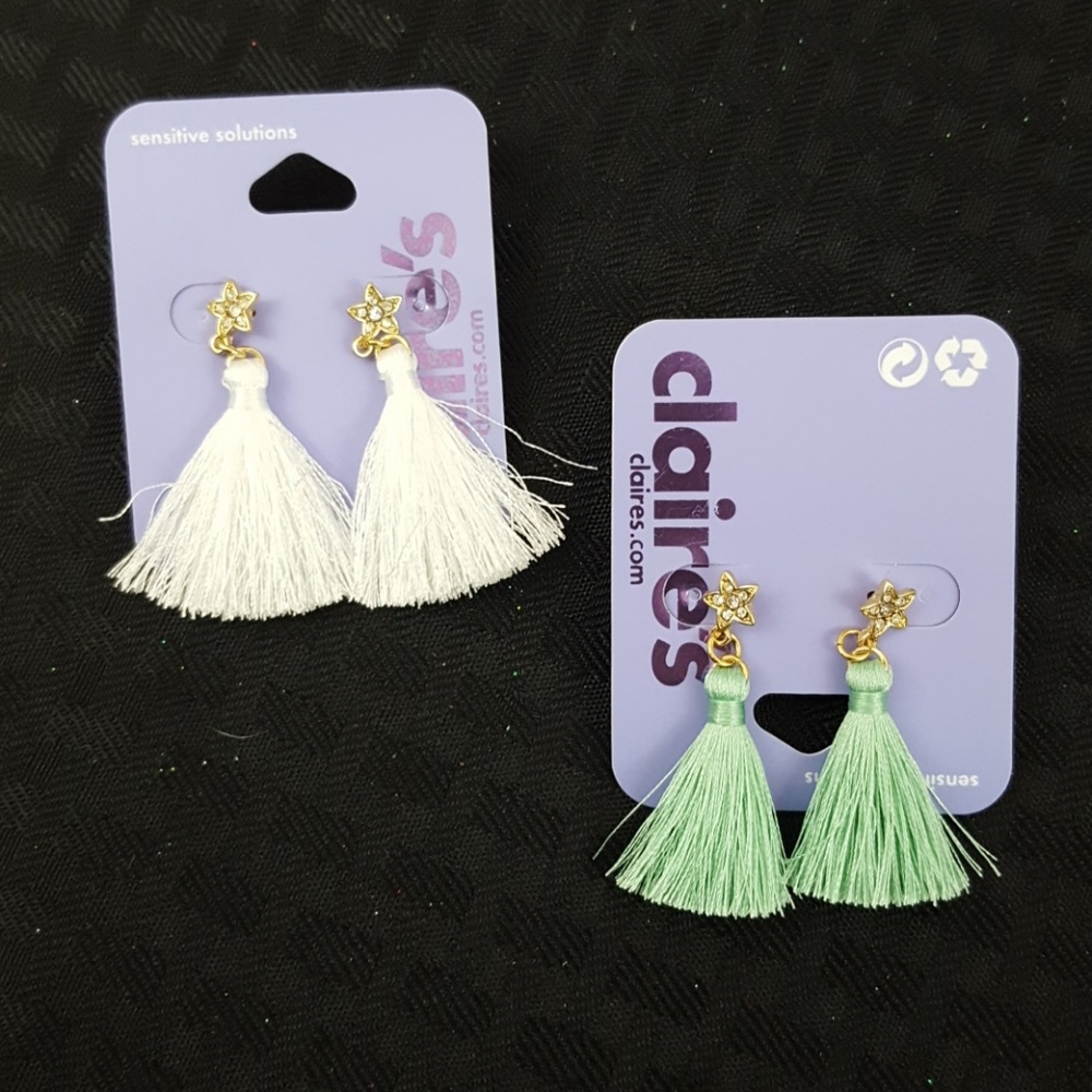 BOGO FREE NWT Star Rhinstone Tassel Earrings